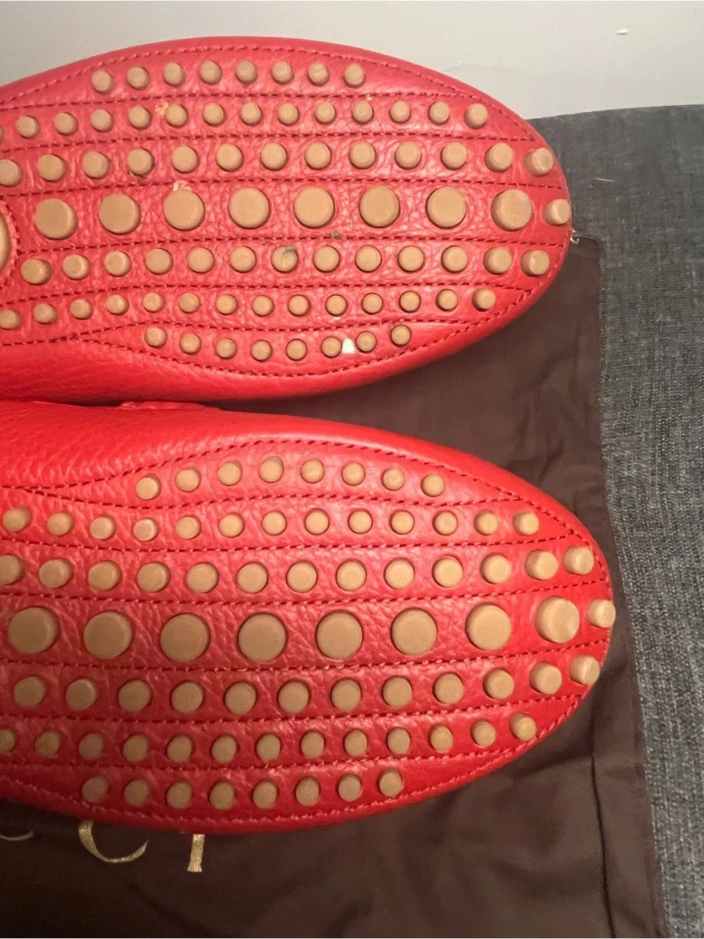 Authentic Gucci Red leather loafers size 9.5 G / 10 US